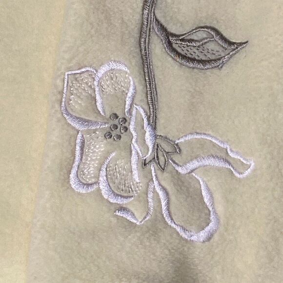 Vintage Izod Yellow Fleece Full Zip Jacket Embroidered Flower Leaf Women Medium - Picture 6 of 12